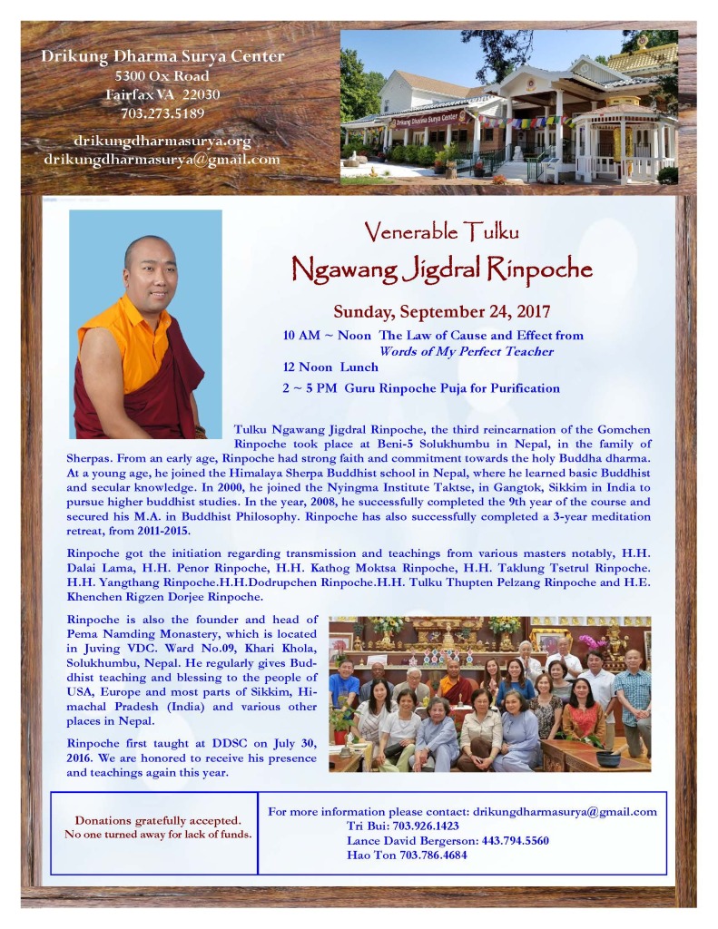 24 Sep 2017 Guru Rinpoche Puja Teaching w Jidral Rinpoche @ DDSC