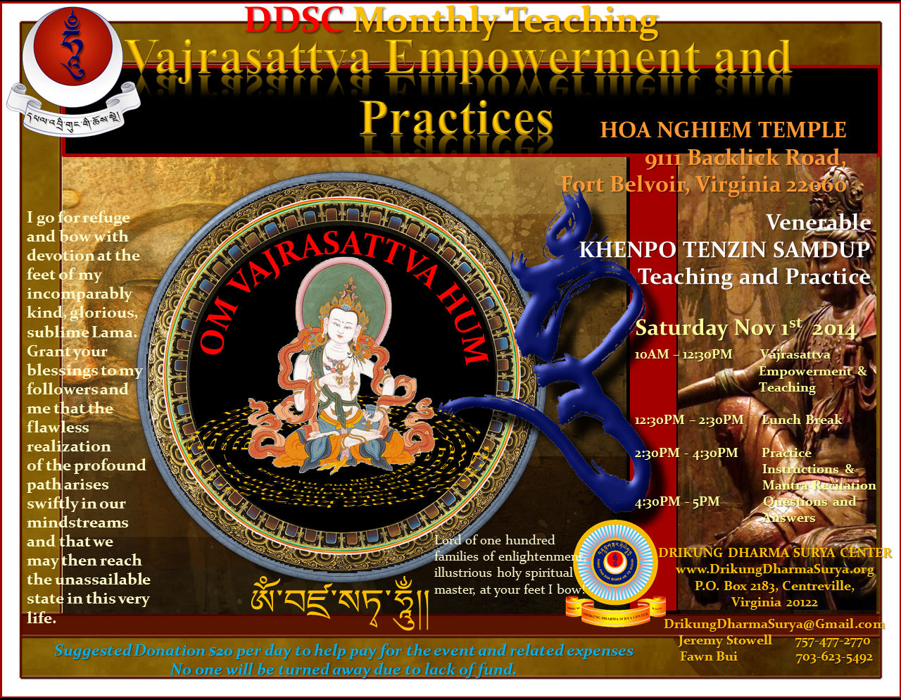 DDSC Monthly Program - Vajrasattva Empowerment and Practices, 1 Nov 2014 at Hoa Nghiem Temple