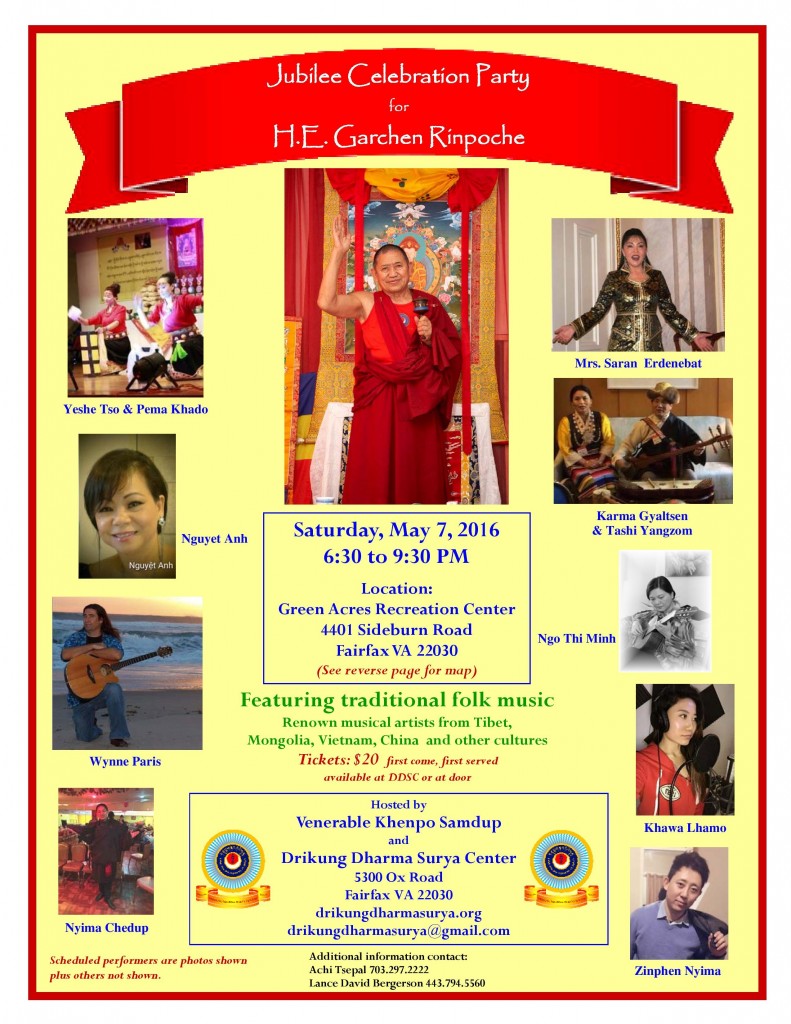 Flyer for Jubilee Garchen Rinpoche 80th Long Life Party - 7 May 2016-page-001